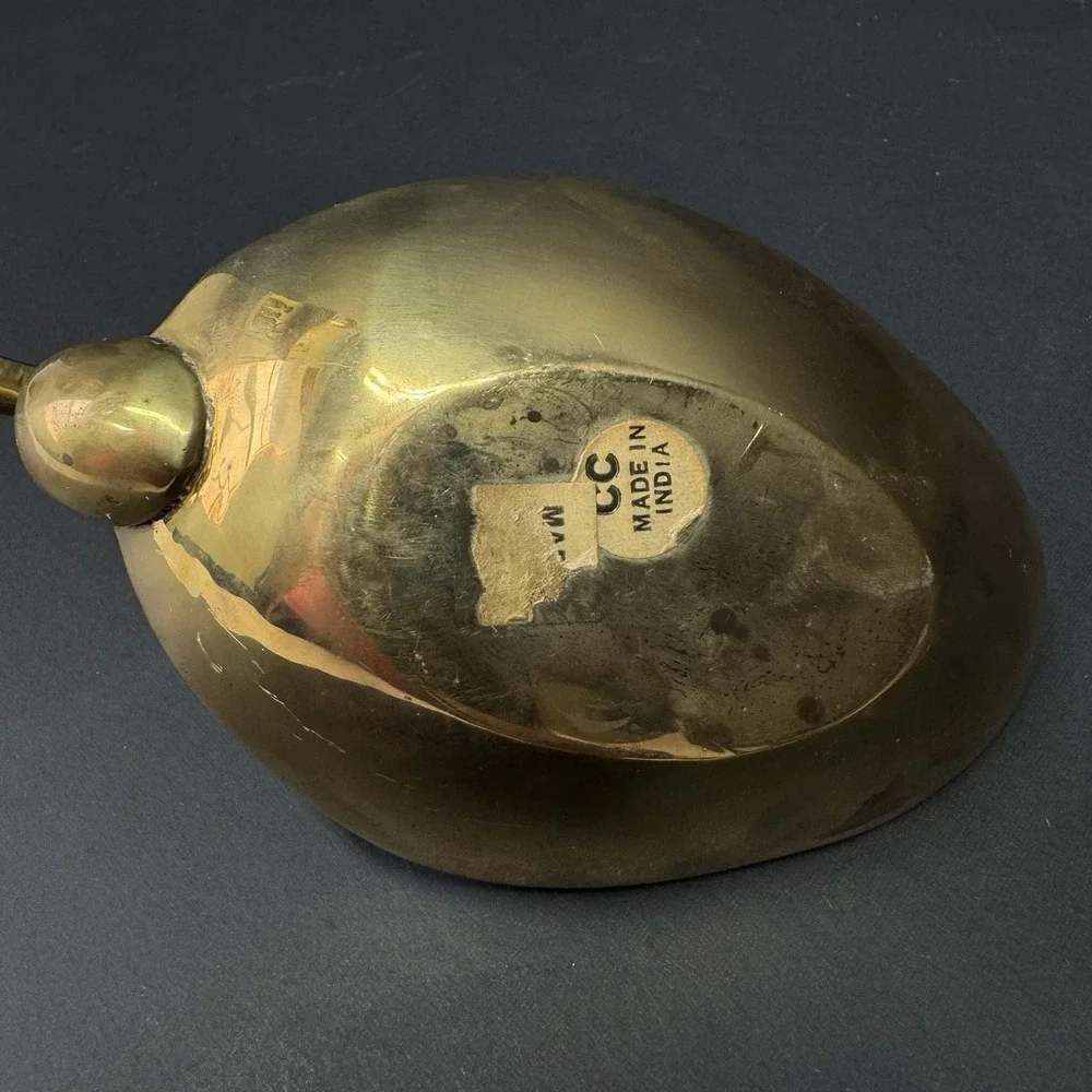 Vintage Brass Swan Duck Swan Trinket Tray Soap Candy Dish India Patina MCM